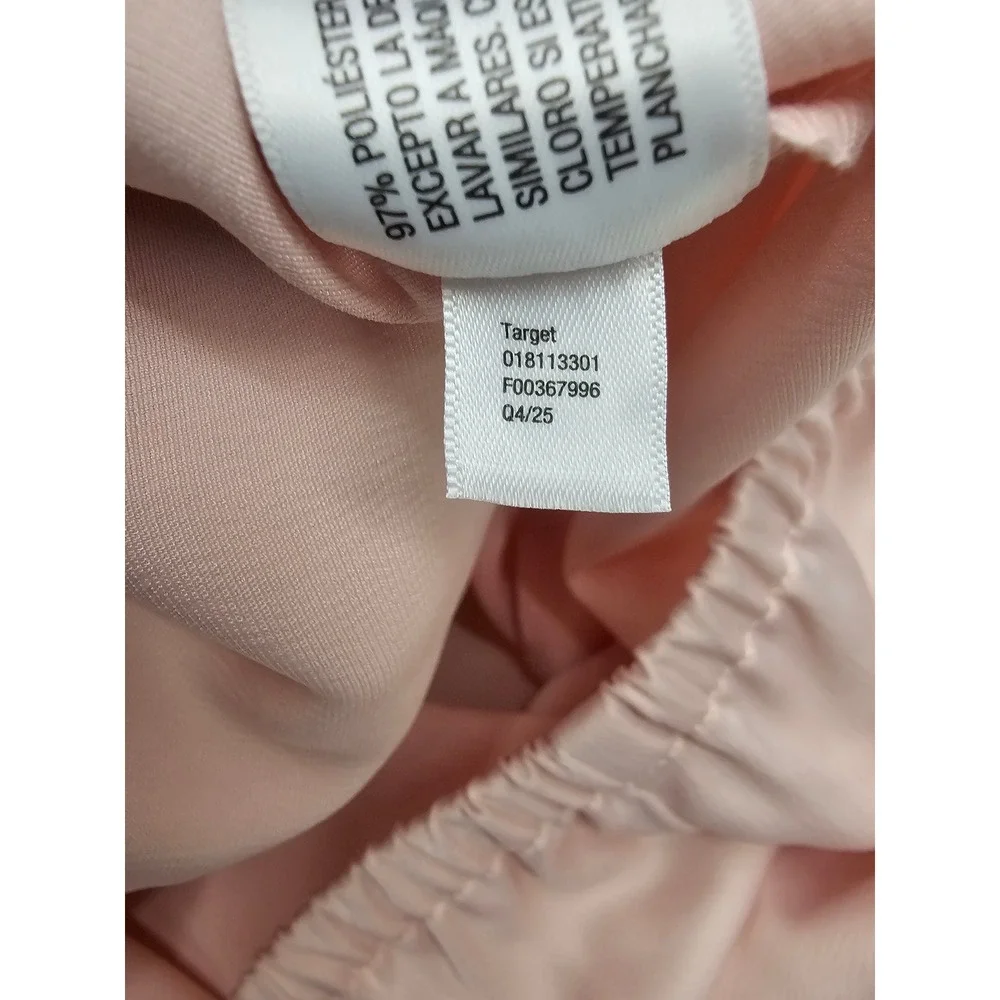 A New Day Womens Lace Trim Satin Sleep Shorts Pink Polyester Blend Size Large